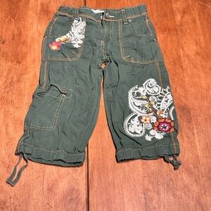 Mimi & Maggie Green Cargo Pants with Gold Stitching